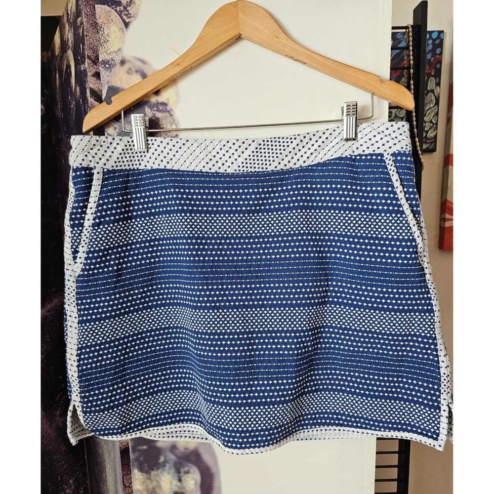 Lady Hagen Womens Navy Blue White Geometric Woven Golf Skort Size 14